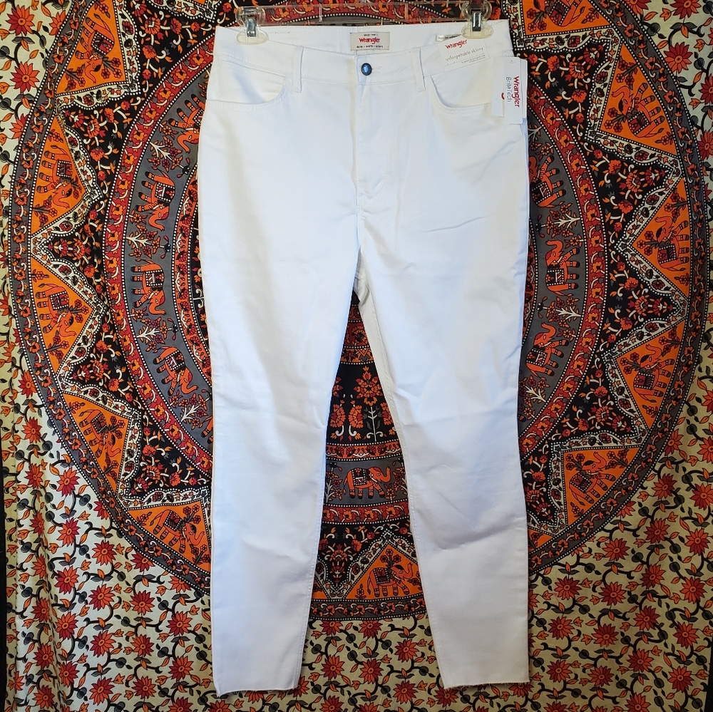 NWT Wrangler White High Rise Unforgettable Skinny Ankle Jeans Womens Size 14